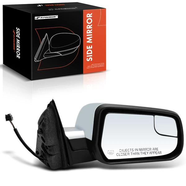 Right Passenger Side Mirror, with Heating, Power Adjustment, Manual Folding, Chrome A-Premium APMI855