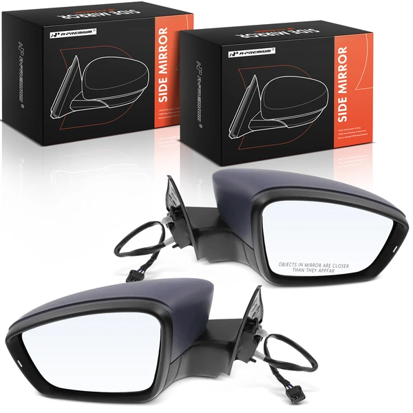 Driver & Passenger Mirror, with Heating, Power Adjustment, Manual Folding, Primed Gray A-Premium APMI1644TW