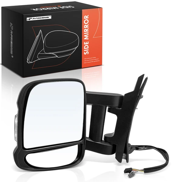Front Left Driver Side Mirror, Powered, with Heated, Textured Black A-Premium APMI2535