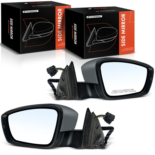 Driver & Passenger Mirror, with Heating, Power Adjustment, Manual Folding, Primed Gray A-Premium APMI1653TW