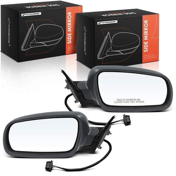 Driver & Passenger Mirror, with Heating, Power Adjustment, Manual Folding, Primed Gray A-Premium APMI1659TW