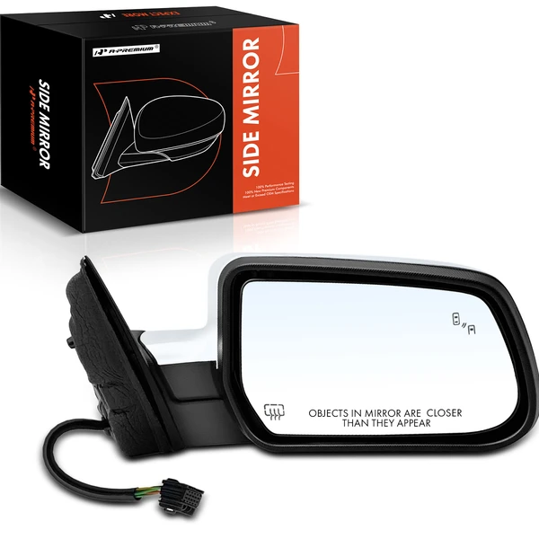 Right Passenger Side Mirror, with Heating, Power Adjustment, Manual Folding, Chrome A-Premium APMI859