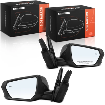 2 Pcs Driver & Passenger Smooth Black Mirror with Power Glass Adjust