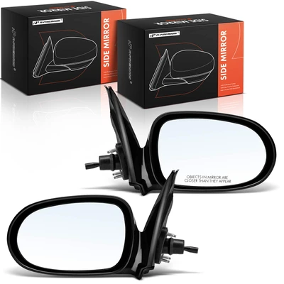 2 Pcs Driver & Passenger Black Mirror with Manual Glass Adjust