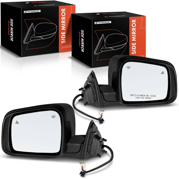 Driver & Passenger Mirror, Powered, with Heated, Smooth Black A-Premium APMI1667TW
