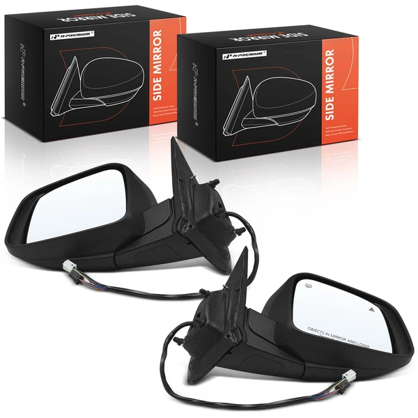 2012-2022 Dodge Durango Driver & Passenger Mirror, with Heating, Power Adjustment, Manual Folding, Smooth Black A-Premium APMI1670TW