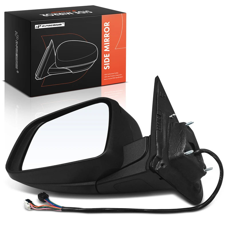 Left Driver Side Mirror, Powered, with Heated, Smooth Black A-Premium APMI1672TW