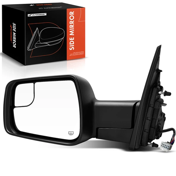 2019-2022 Ram 1500 Left Driver Side Mirror, with Heating, Power Adjustment, Power Folding, Gloss Black A-Premium APMI1677TW