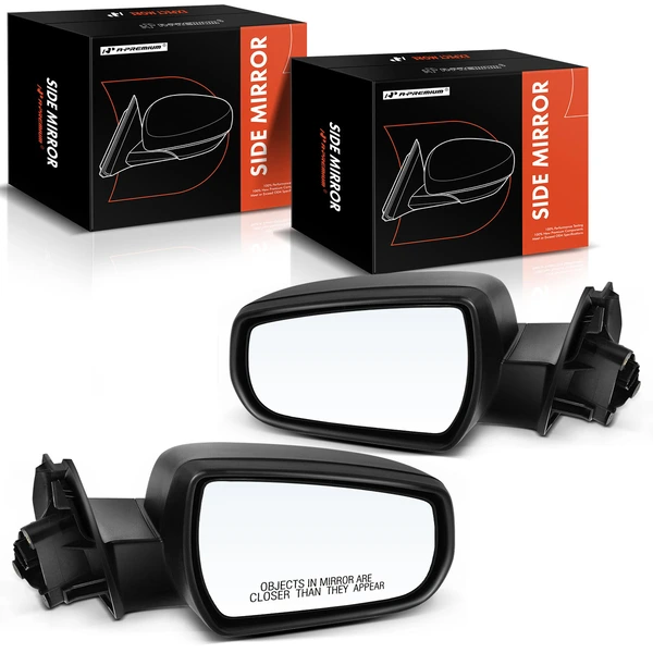 Driver & Passenger Mirror, with Heating, Power Adjustment, Non-Folding, Smooth Black A-Premium APMI1678TW