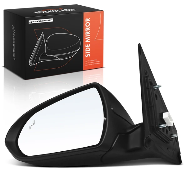Left Driver Side Mirror, with Heating, Power Adjustment, Manual Folding, Smooth Black A-Premium APMI1681TW