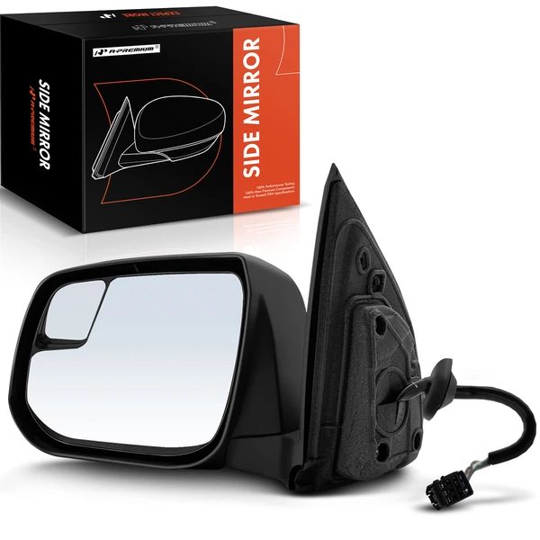 Left Driver Side Mirror, Powered, with Heated, Chrome A-Premium APMI866