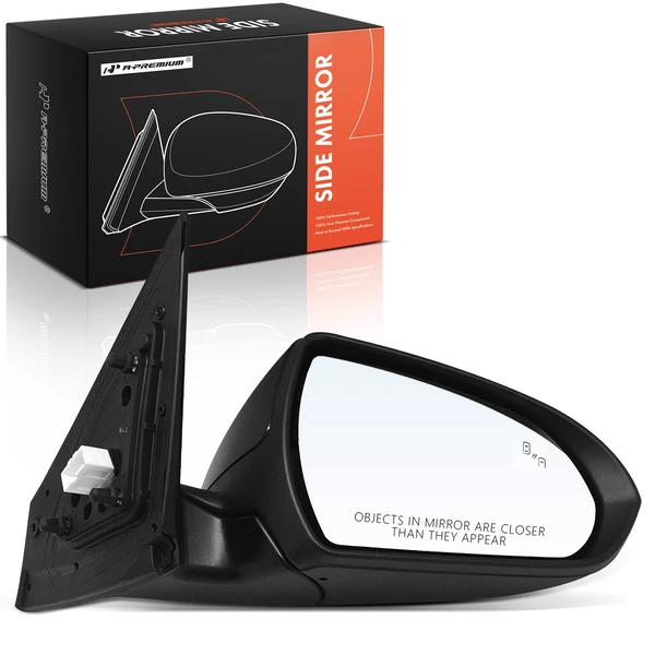2019-2020 Hyundai Elantra Right Passenger Side Mirror, with Heating, Power Adjustment, Manual Folding, Smooth Black A-Premium APMI1683TW