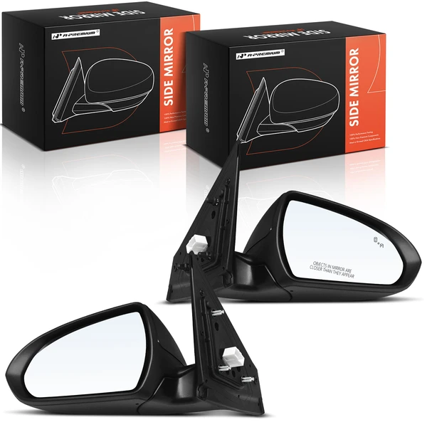 2019-2020 Hyundai Elantra Driver & Passenger Mirror, with Heating, Power Adjustment, Manual Folding, Smooth Black A-Premium APMI1682TW
