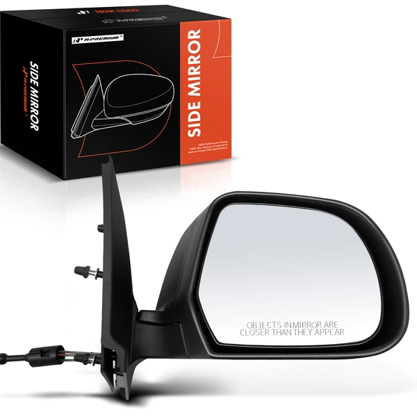 Right Passenger Side Mirror, Manual Adjustment, Manual Folding, Smooth Black A-Premium APMI868