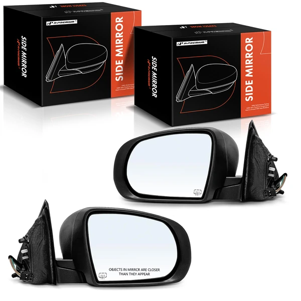 2014-2018 Jeep Cherokee Driver & Passenger Mirror, with Heating, Power Adjustment, Manual Folding, Textured Black A-Premium APMI1689TW