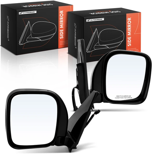 Driver & Passenger Mirror, with Heating, Power Adjustment, Manual Folding, Primed Black A-Premium APMI1696TW