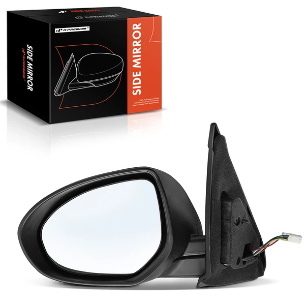 2010-2013 Mazda 3 Left Driver Side Mirror, Powered, with Heated, Smooth Black A-Premium APMI1702TW
