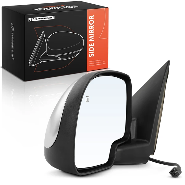 Left Driver Side Mirror, Powered, with Heated, Chrome A-Premium APMI282