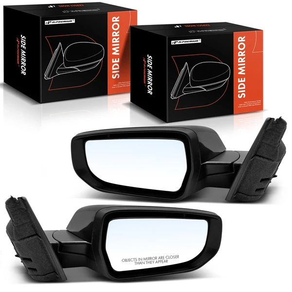 Driver & Passenger Mirror, Power Adjustment, Manual Folding, Smooth Black A-Premium APMI1703TW