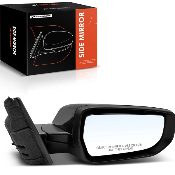 Right Passenger Side Mirror, Power Adjustment, Manual Folding, Smooth Black A-Premium APMI875