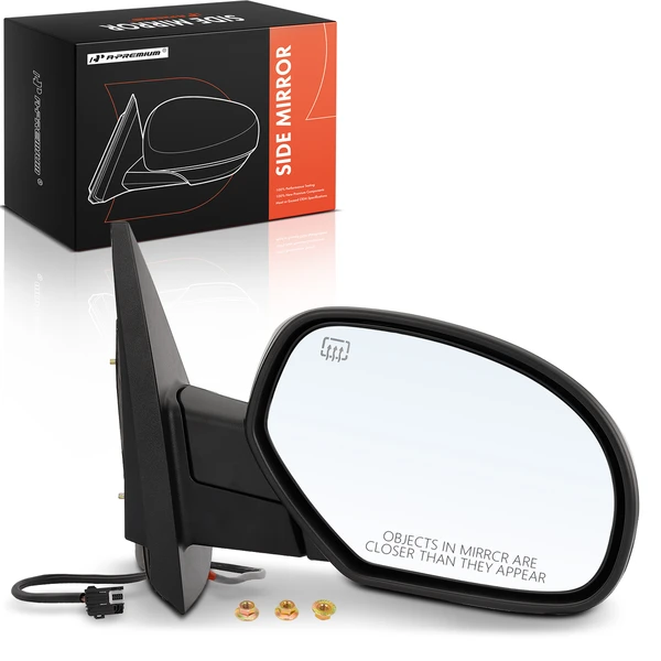 Right Passenger Side Mirror, with Heating, Power Adjustment, Manual Folding, Black A-Premium APMI286