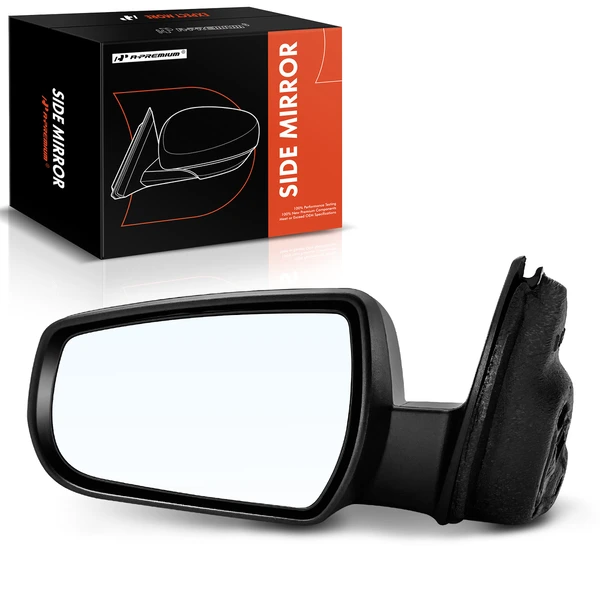 Left Driver Side Mirror, with Heating, Power Adjustment, Non-Folding, Smooth Black A-Premium APMI879