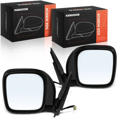 2 Pcs Driver & Passenger Black & Chrome Mirror with Power Glass Adjust