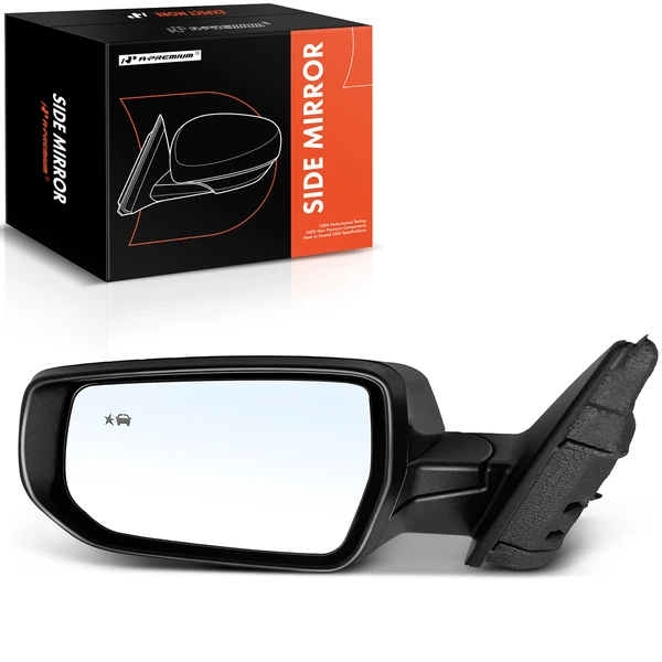 Left Driver Side Mirror, Powered, with Heated, Smooth Black A-Premium APMI1723TW