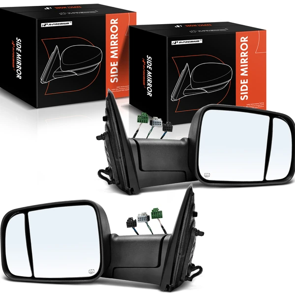 2019-2022 Ram 2500 Driver & Passenger Mirror, Powered, with Heated, Textured Black A-Premium APMI1732TW