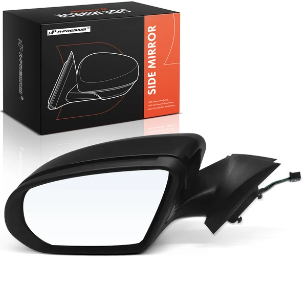 Left Driver Side Mirror, with Heating, Power Adjustment, Manual Folding, Smooth Black A-Premium APMI1735TW