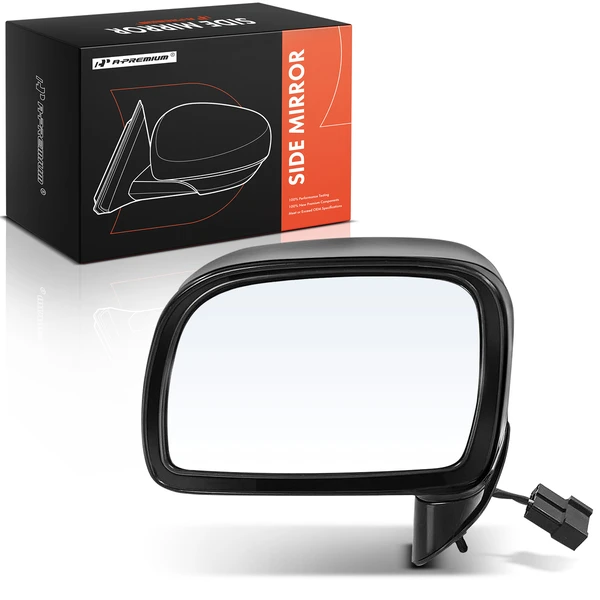 Left Driver Side Mirror, with Heating, Power Adjustment, Manual Folding, Smooth Black A-Premium APMI2895TW
