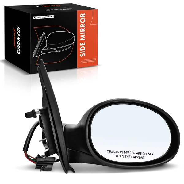 Right Passenger Side Mirror, with Heating, Power Adjustment, Manual Folding, Textured Black A-Premium APMI1742TW