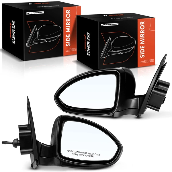 Driver & Passenger Mirror, Manual Adjustment, Manual Folding, Textured Black A-Premium APMI1744TW