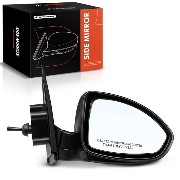 Right Passenger Side Mirror, Manual Adjustment, Manual Folding, Textured Black A-Premium APMI881