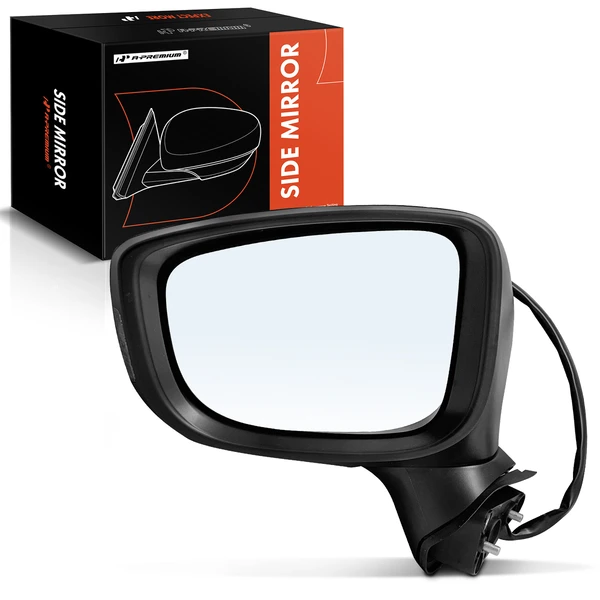 Left Driver Side Mirror, Powered, Smooth Black A-Premium APMI1747TW