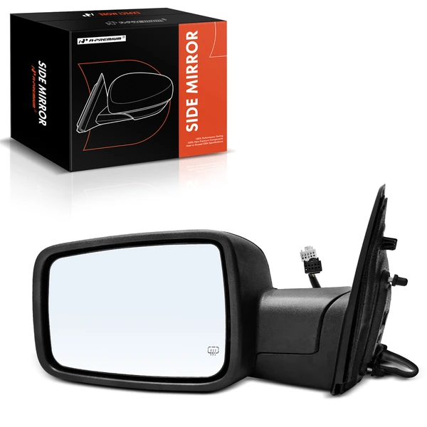 Left Driver Side Mirror, with Heating, Power Adjustment, Power Folding, Textured Black A-Premium APMI1758TW