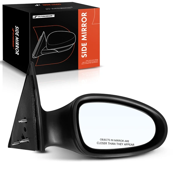 Right Passenger Side Mirror, Manual Adjustment, Non-Folding, Smooth Black A-Premium APMI883