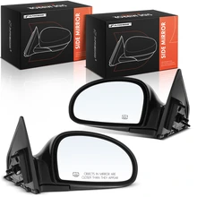 2 Pcs Power Mirror with Heated Manual Folding Smooth Black