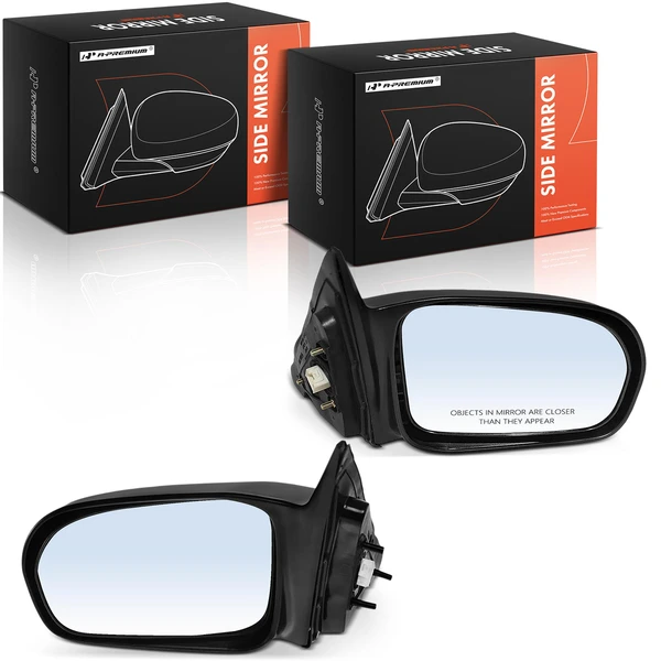 Driver & Passenger Mirror, Power Adjustment, Non-Folding, Paintable Black A-Premium APMI2545TW