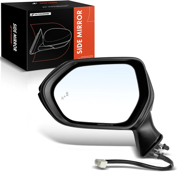 Left Driver Side Mirror, with Heating, Power Adjustment, Manual Folding, Smooth Black A-Premium APMI890TW
