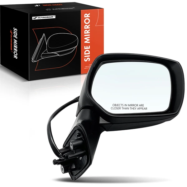 Right Passenger Side Mirror, with Heating, Power Adjustment, Manual Folding, Smooth Black A-Premium APMI476
