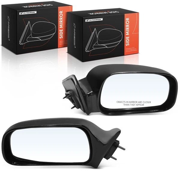 Driver & Passenger Mirror, Power Adjustment, Non-Folding, Smooth Black A-Premium APMI1777
