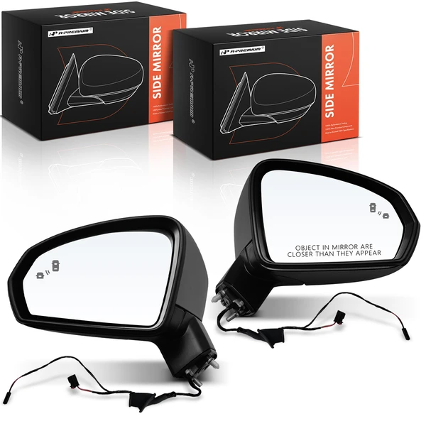 Driver & Passenger Mirror, with Heating, Power Adjustment, Manual Folding, Black A-Premium APMI2473