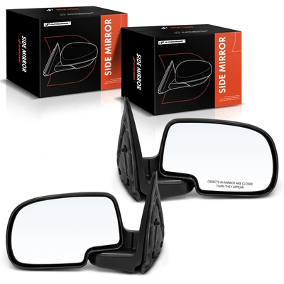 2 Pcs Driver & Passenger Black Smooth Mirror with Manual Glass Adjust