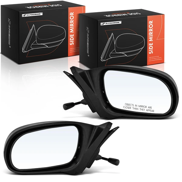 Driver & Passenger Mirror, Manual Adjustment, Non-Folding, Textured Black A-Premium APMI2554TW