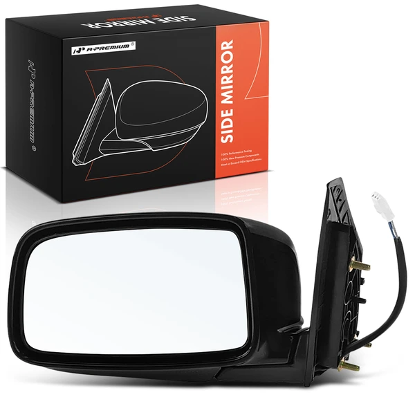 Front Left Driver Side Mirror, Power Adjustment, Manual Folding, Smooth Black A-Premium APMI2559TW