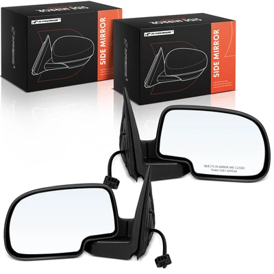 2 Pcs Driver & Passenger Black Smooth Mirror with Power Glass Adjust