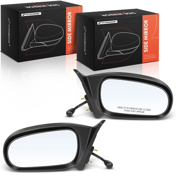 Driver & Passenger Mirror, Manual Adjustment, Non-Folding, Textured Black A-Premium APMI2565TW