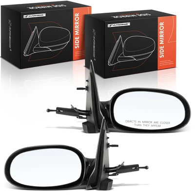 2 Pcs Manual Mirror Non-Fold Smooth Black