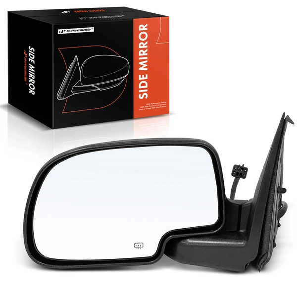 1999-2002 GMC Sierra 1500 Left Driver Side Mirror, with Heating, Power Adjustment, Manual Folding, Primed Black A-Premium APMI1788